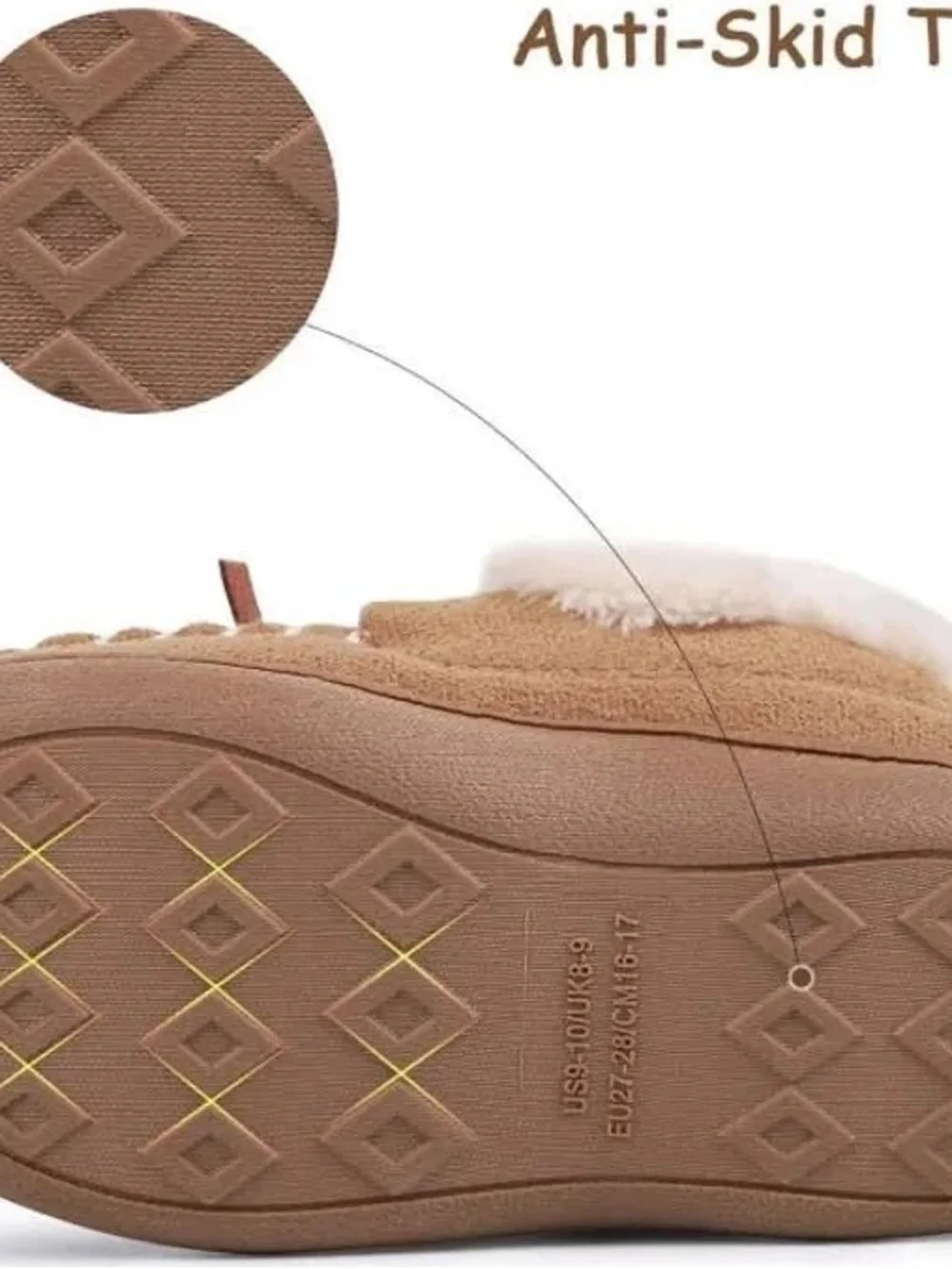 Merrimac Kids Tan Fuzzy Moccasin Slippers (13-1)
